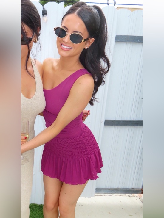 White Fox Boutique Dresses & Skirts - Women's One-Shoulder Magenta Two Piece Set - Skirt & Top